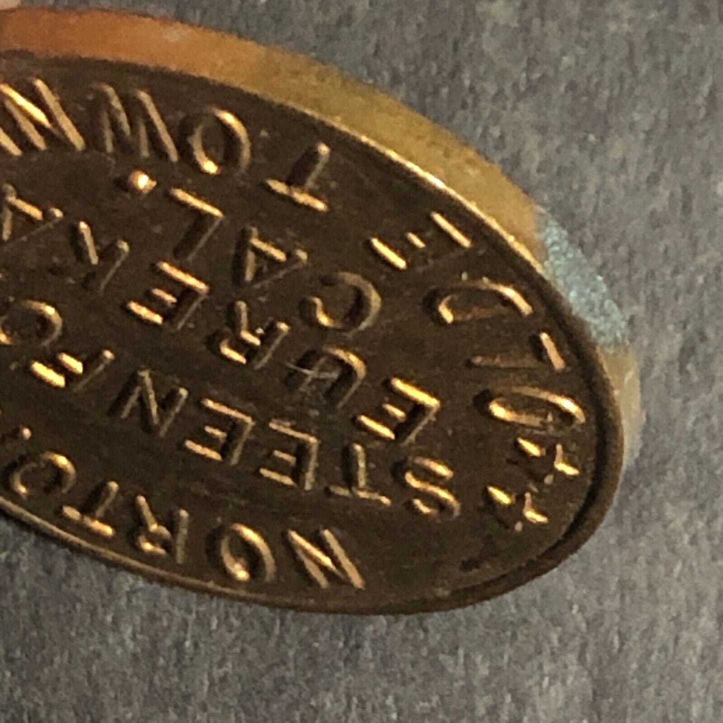 Eureka, CAL Norton E. Steenfott Olde Towne Brass Trade Token 20mm w/ Eagle
