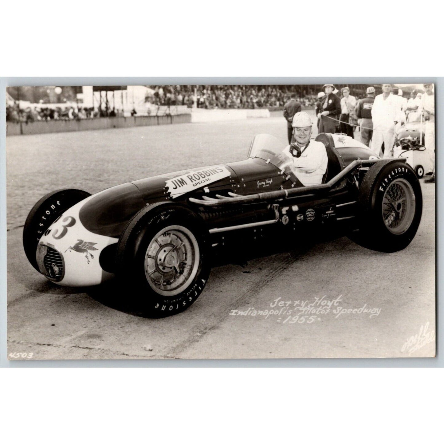 Indy 500 RPPC Postcard "1955 Jerry Hoyt" Official Race Photo Unposted VGC