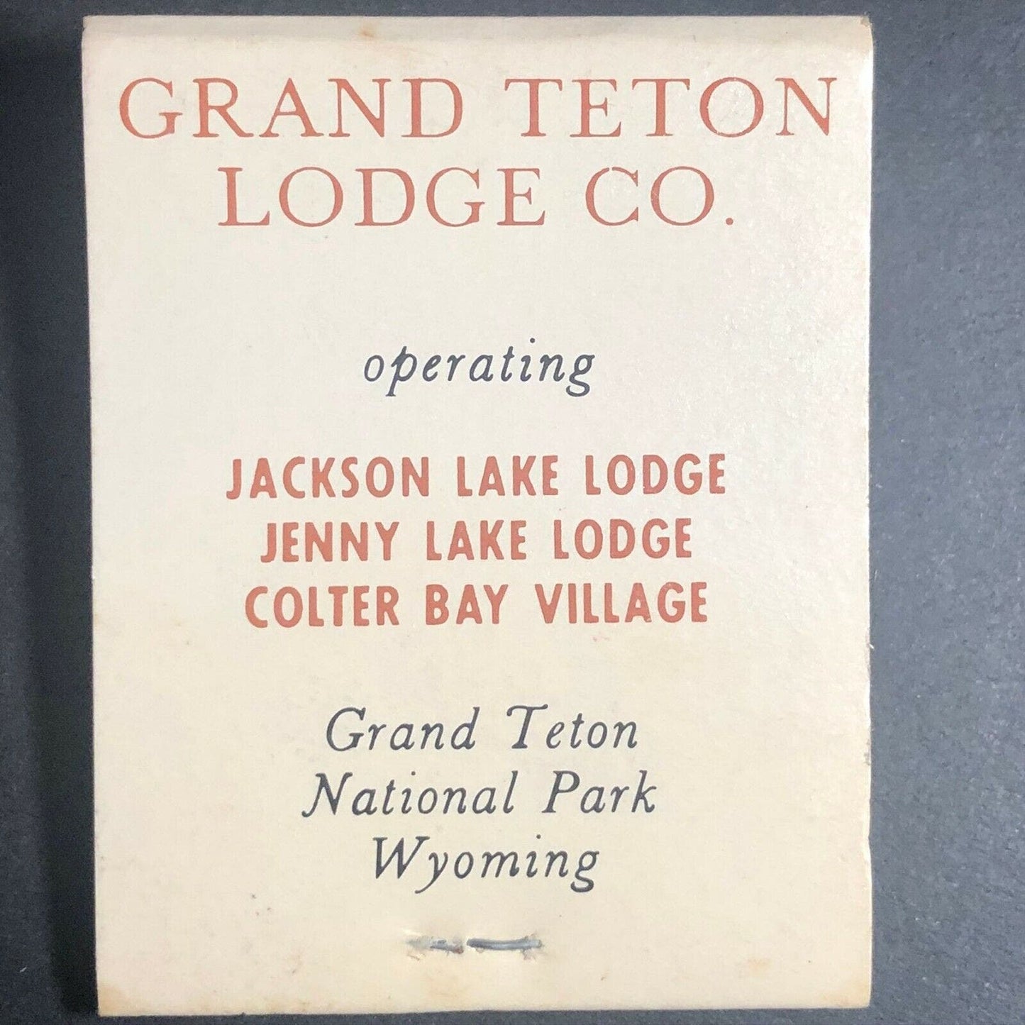 1960's-70's Full Matchbook - "Grand Teton Lodge Co." Wyoming