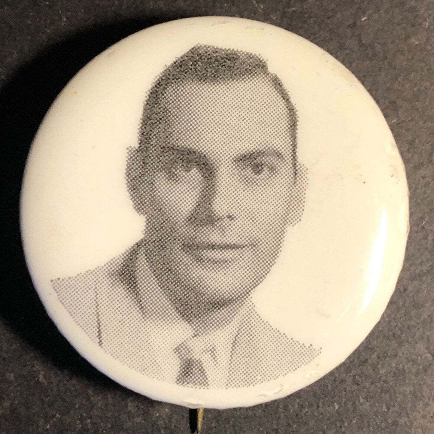 Mystery Man (Political / Celebrity ?) Vintage Steel Pinback Button / c1950's-60s