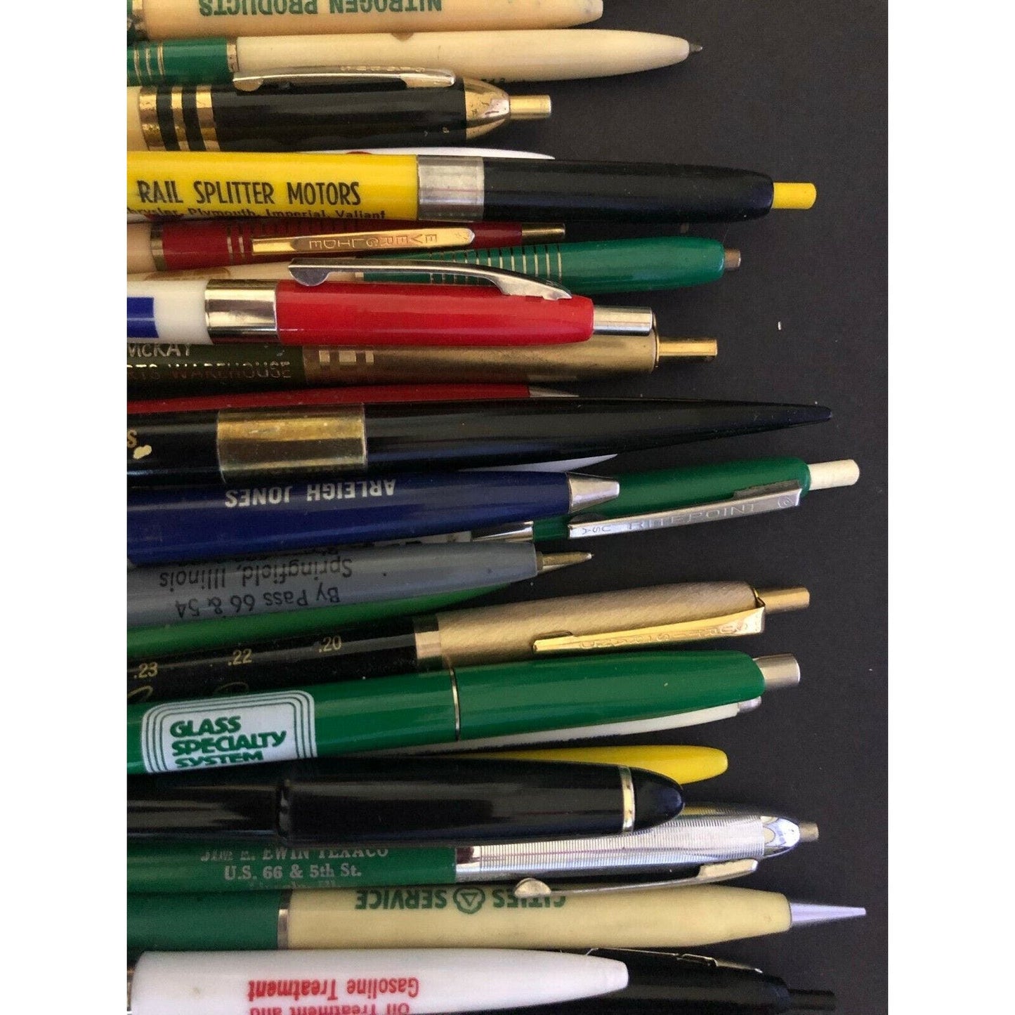 Group of 40 Mostly c1970's & Earlier Retractable Advertising Pens