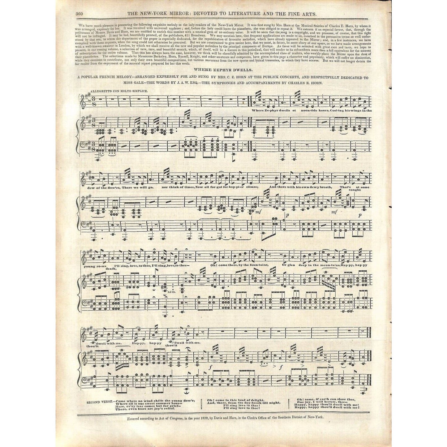 New-York Mirror Weekly Journal Literature Fine Arts Newspaper 5/4/1839