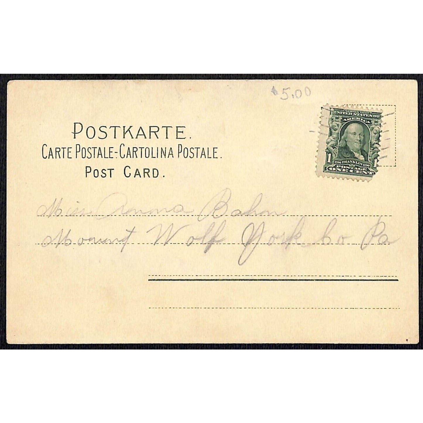 Greetings From York, PA Glitter Postcard c1906 Girl in Soldiers Uniform & Rifle