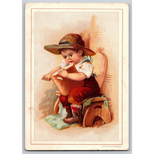 Young Boy (Dangerously) Cuts Into Bread Loaf - Victorian Trade Card Ceresota