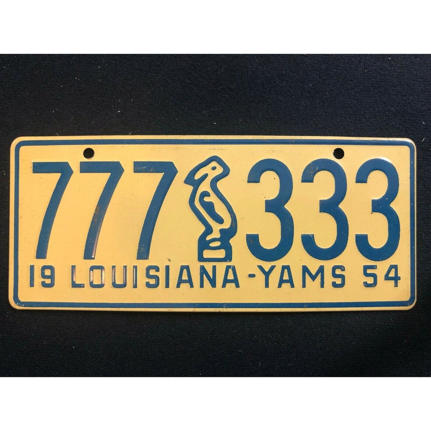 1953-54 General Mills Wheaties Tin Mini Bicycle License Plate - Louisiana