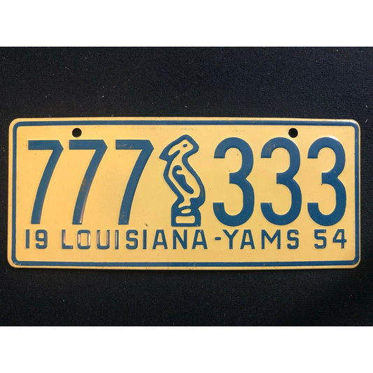 1953-54 General Mills Wheaties Tin Mini Bicycle License Plate - Louisiana