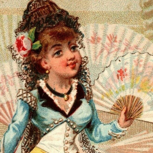 French Victorian Trade Card - 1889 Exposition Universelle - Espagne Eventails