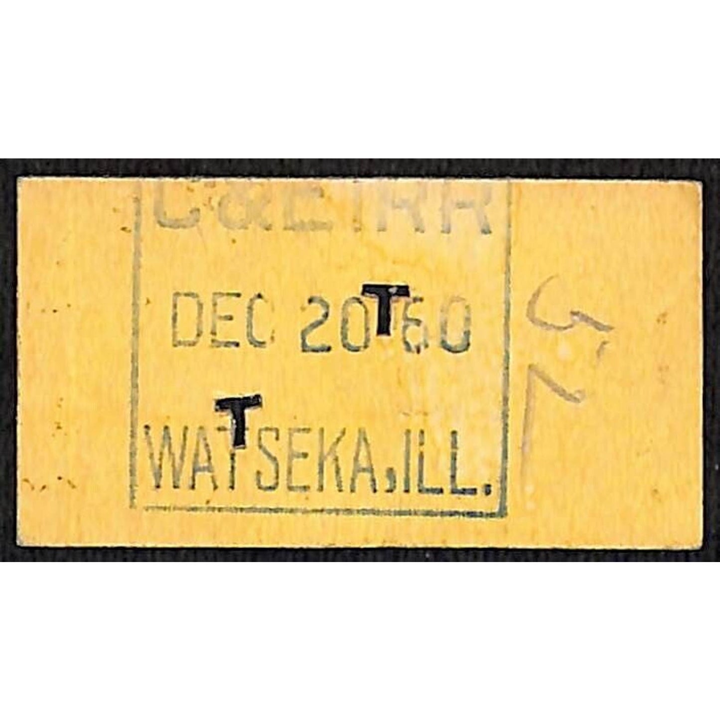 Illinois Central Railroad 1960 Ticket Watseka, IL to Chicago #30513