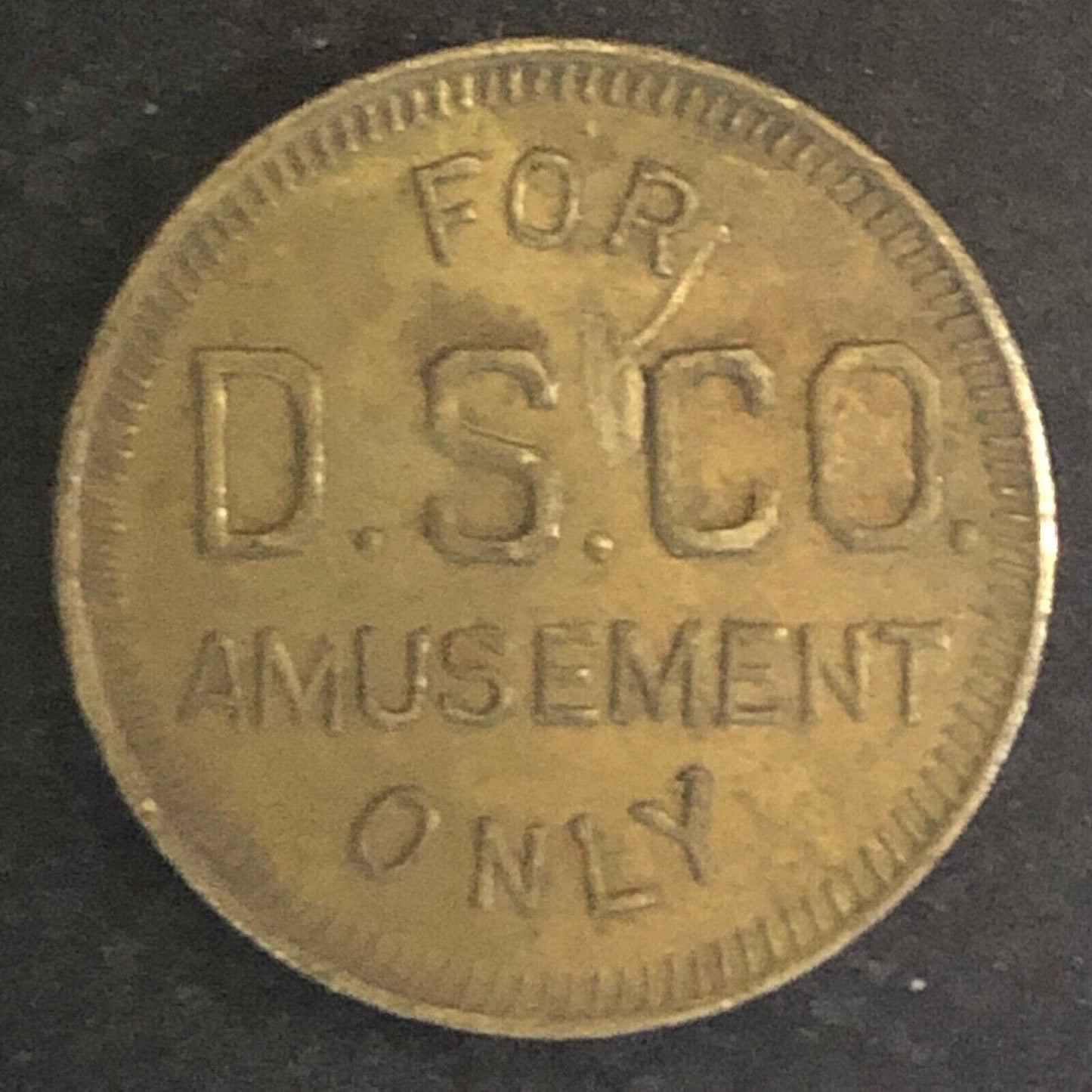 Vintage 20mm Brass "For D.S. Co Amusement Only" Token