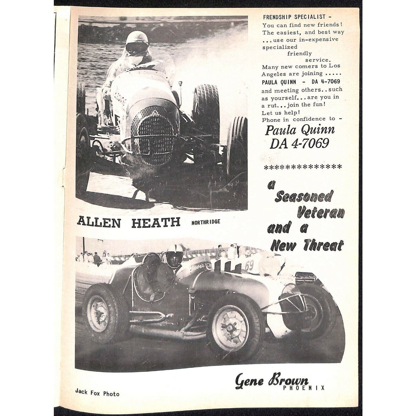Scarce Jul 8 1961 Auto Racing CRA Big Car Program Ascot Gardena, CA 12pp
