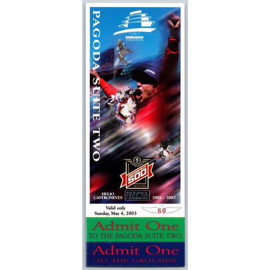 2003 Indy 500 5/4 Pagoda Suite Two Unused Ticket IMS #60