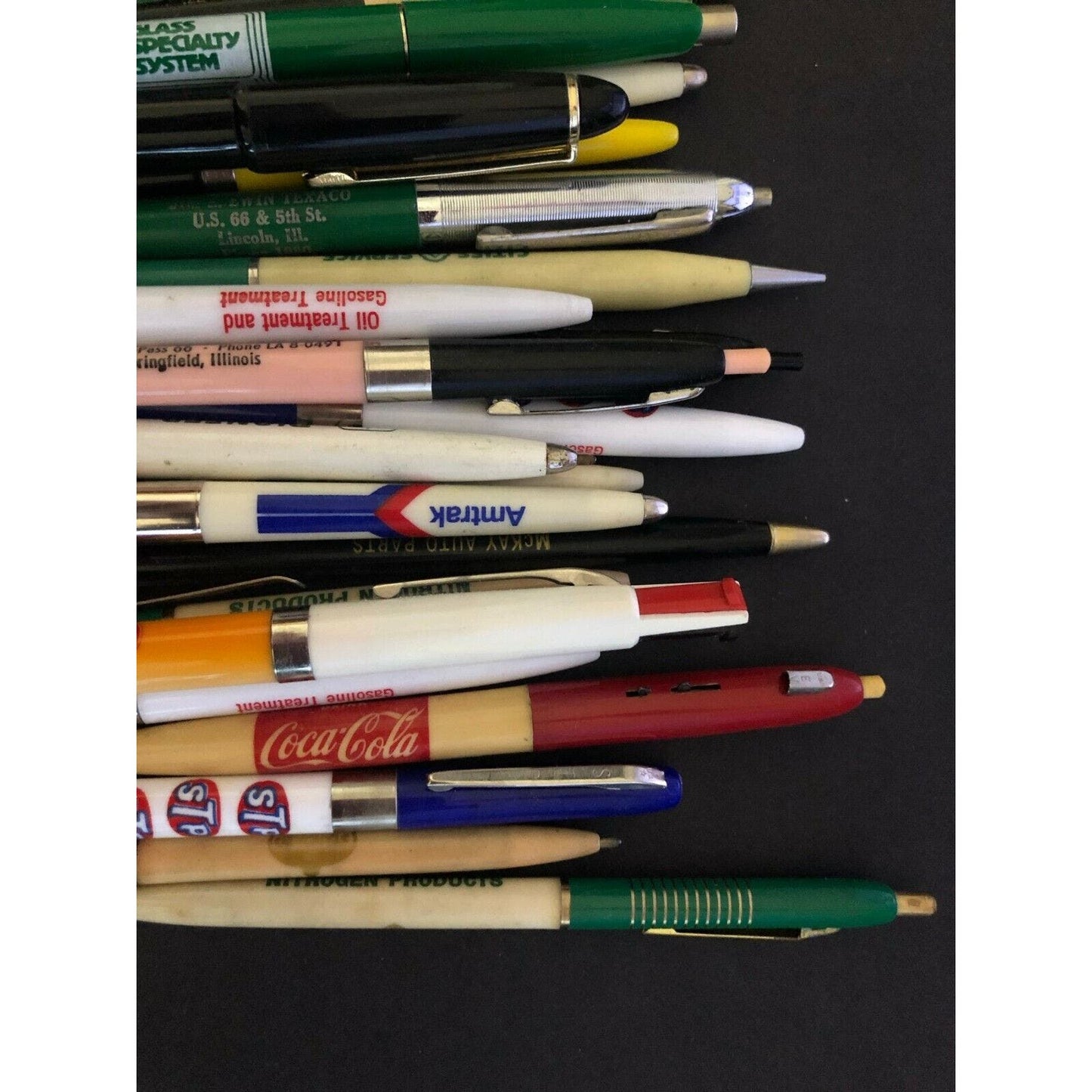 Group of 40 Mostly c1970's & Earlier Retractable Advertising Pens