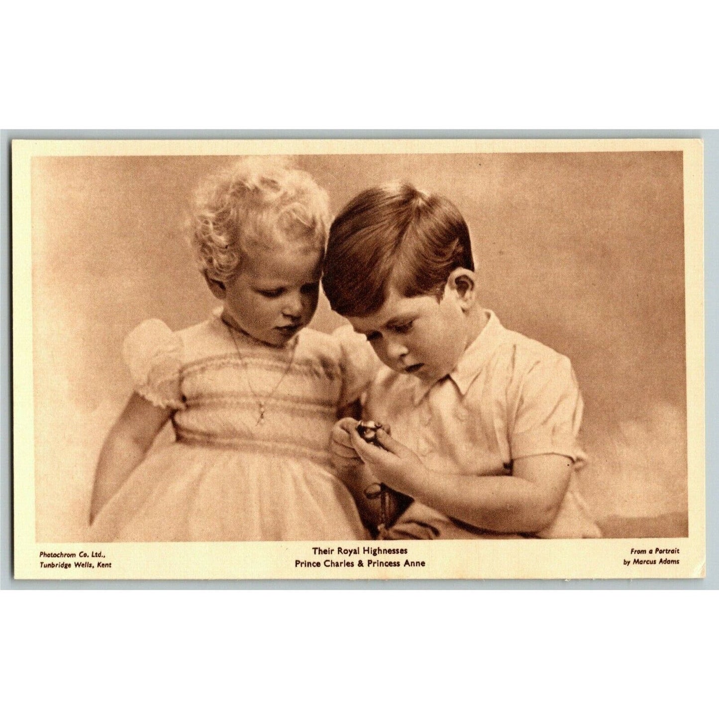 c1950's "Prince Charles & Princess Anne" Portrait - PPC Postcard Unposted