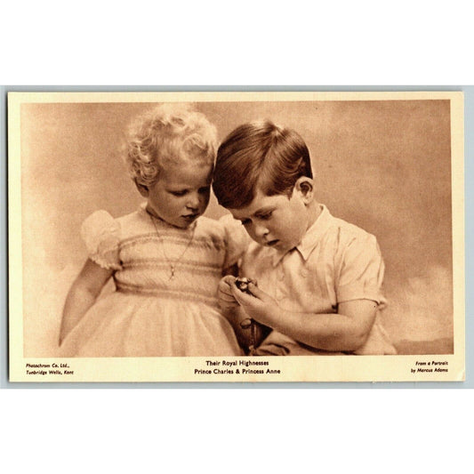 c1950's "Prince Charles & Princess Anne" Portrait - PPC Postcard Unposted