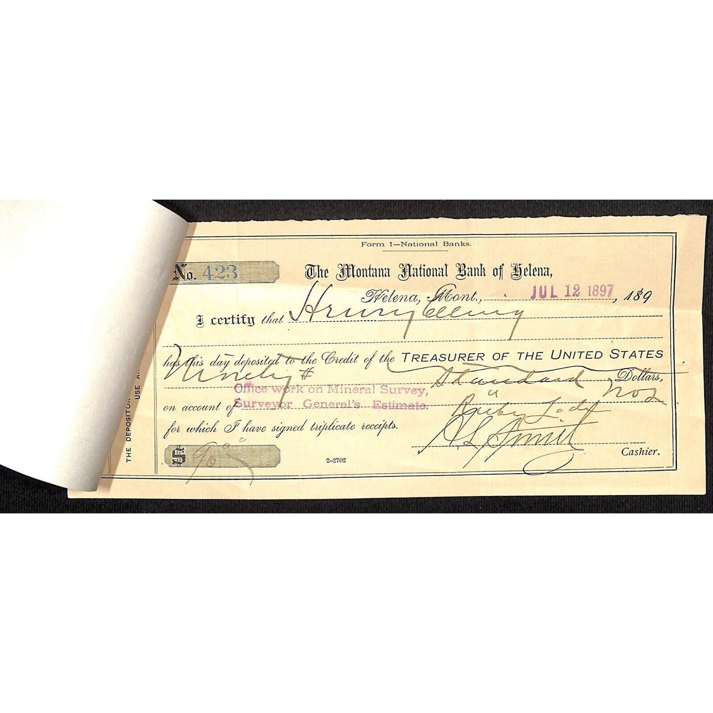 Helena Montana 1897 Henry Elling Mining Mineral Survey Office Work Receipts (2)