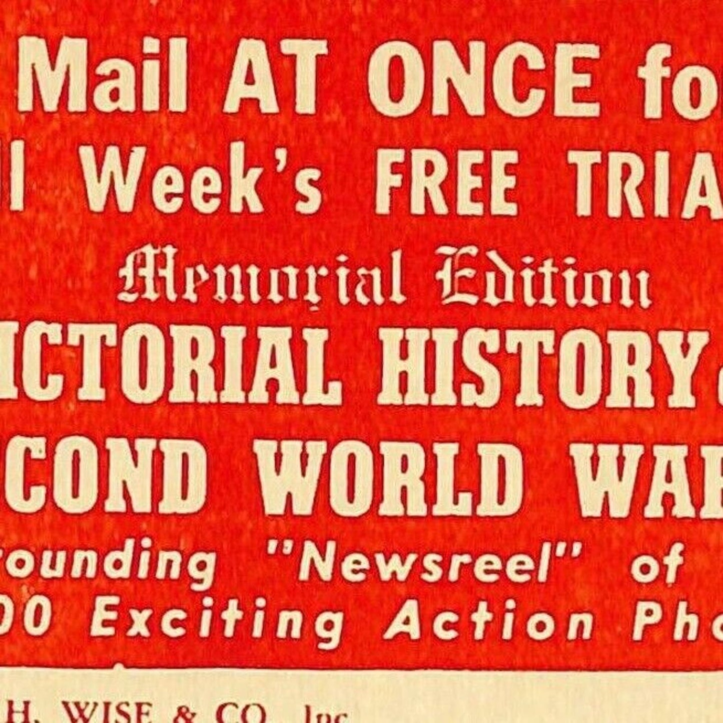 c1940's H. Wise & Co's "Pictorial History WW2" Postal Reply Postcard Offer Card