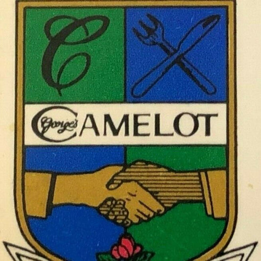 c1960's-70's Wooden Matchbox Matchbook "George's Camelot" Newport Beach, CA