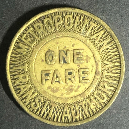 c1951 20mm Metropolitan Transit Authority One Fare Brass - Transit Token Boston