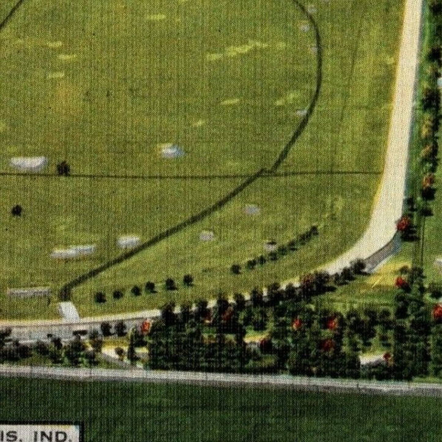 Indy 500 Linen Postcard 1937 "The Speedway, Indianapolis" Unposted VGC