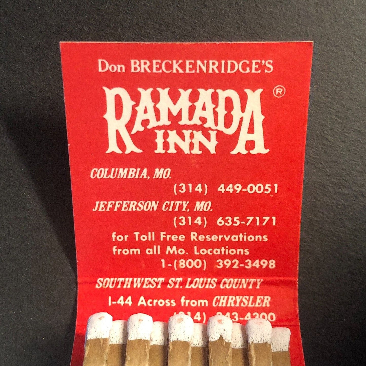 Ramada Roadside Hotels "Miss Ramada Service" Vintage Matchbook c1973 VGC