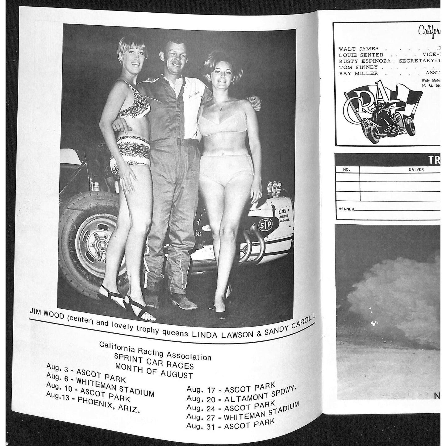 Scarce 8/6 1966 Sprint Car Auto Racing CRA Program Whiteman Speedway 16pp.