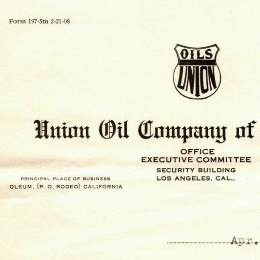 1908 Union Oil Co. of California - Los Angeles Billhead / Receipt