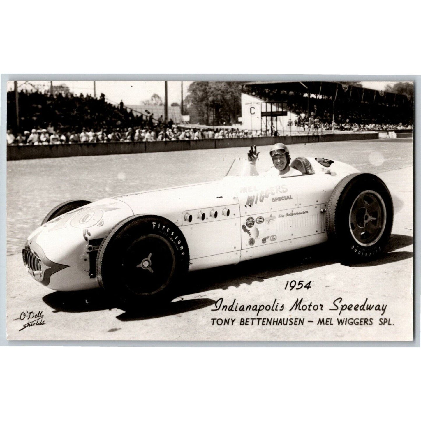 Indy 500 RPPC Postcard "1954 Tony Bettenhausen" Official Race Photo Unposted VGC