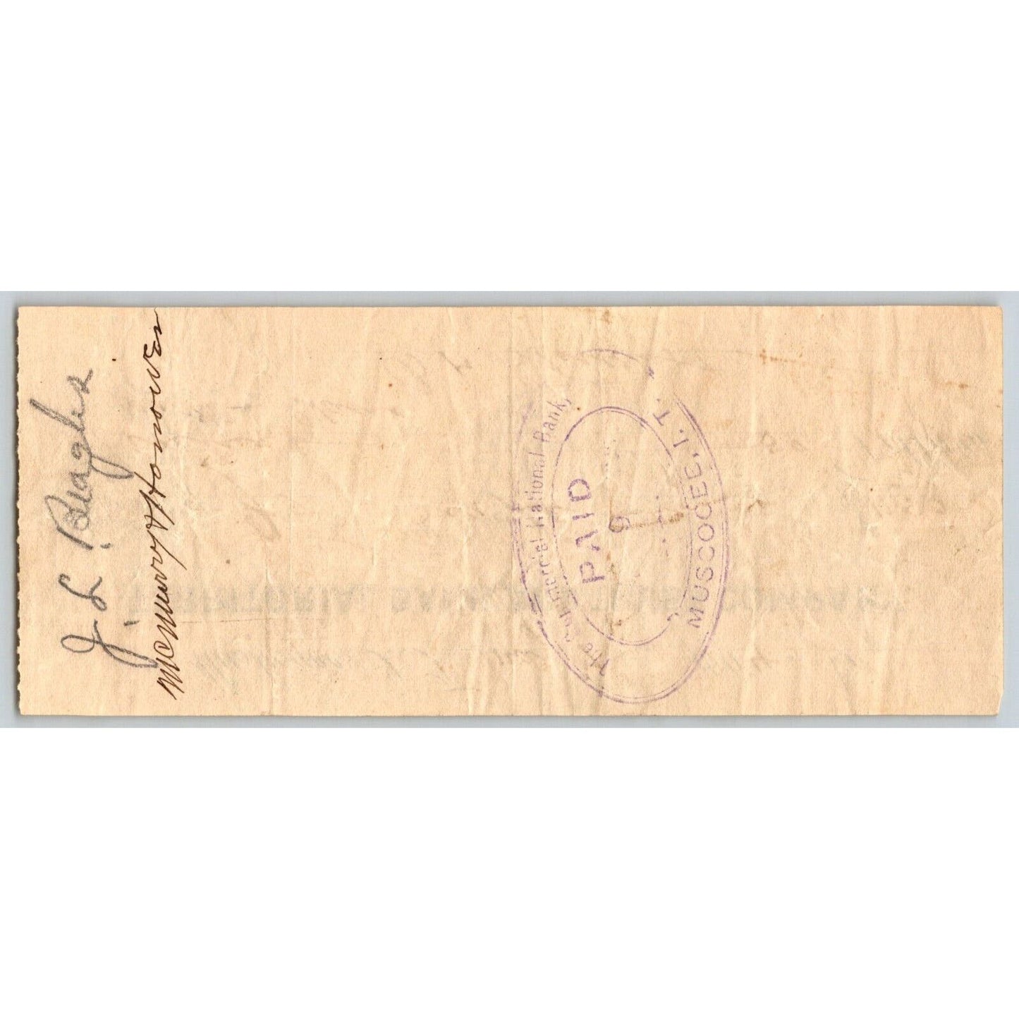 Muskogee, Oklahoma 1904 Indian Territory "Territorial Bank and Trust Co." Check