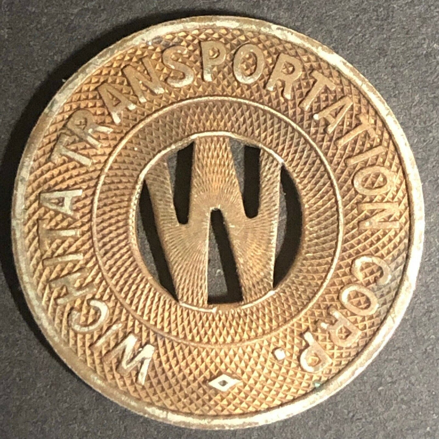 c1940's 23mm Wichita Transportation Corp. G/F One Fare Brass Transit Token