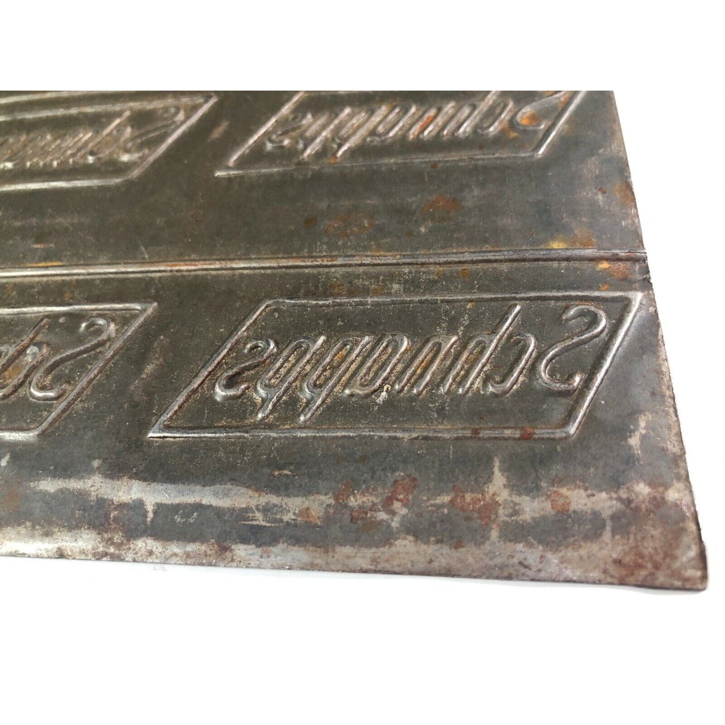 Pair Of 1920's Tin Schnapps Chewing Tobacco Inprint Plates
