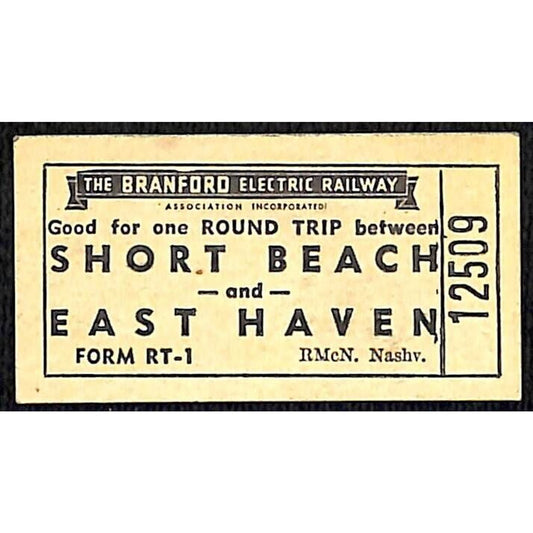 Branford Electric Railway Ticket Short Beach to East Haven, CT #12509 Scarce
