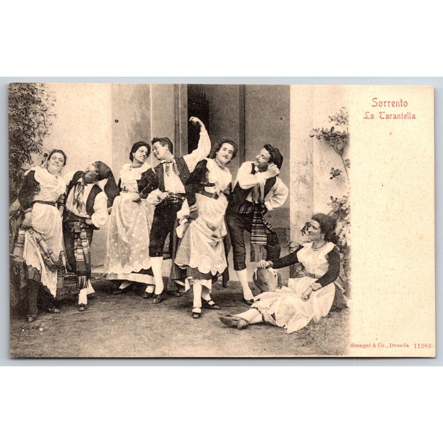 Italian Postcard Sorrento "The Tarantella" Folk Dancers RPPC 1901-1907 NP VGC