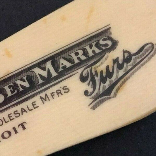 c1920's-30's "Herman & Ben Marks" Furs Detroit Celluloid Adv. Letter Opener