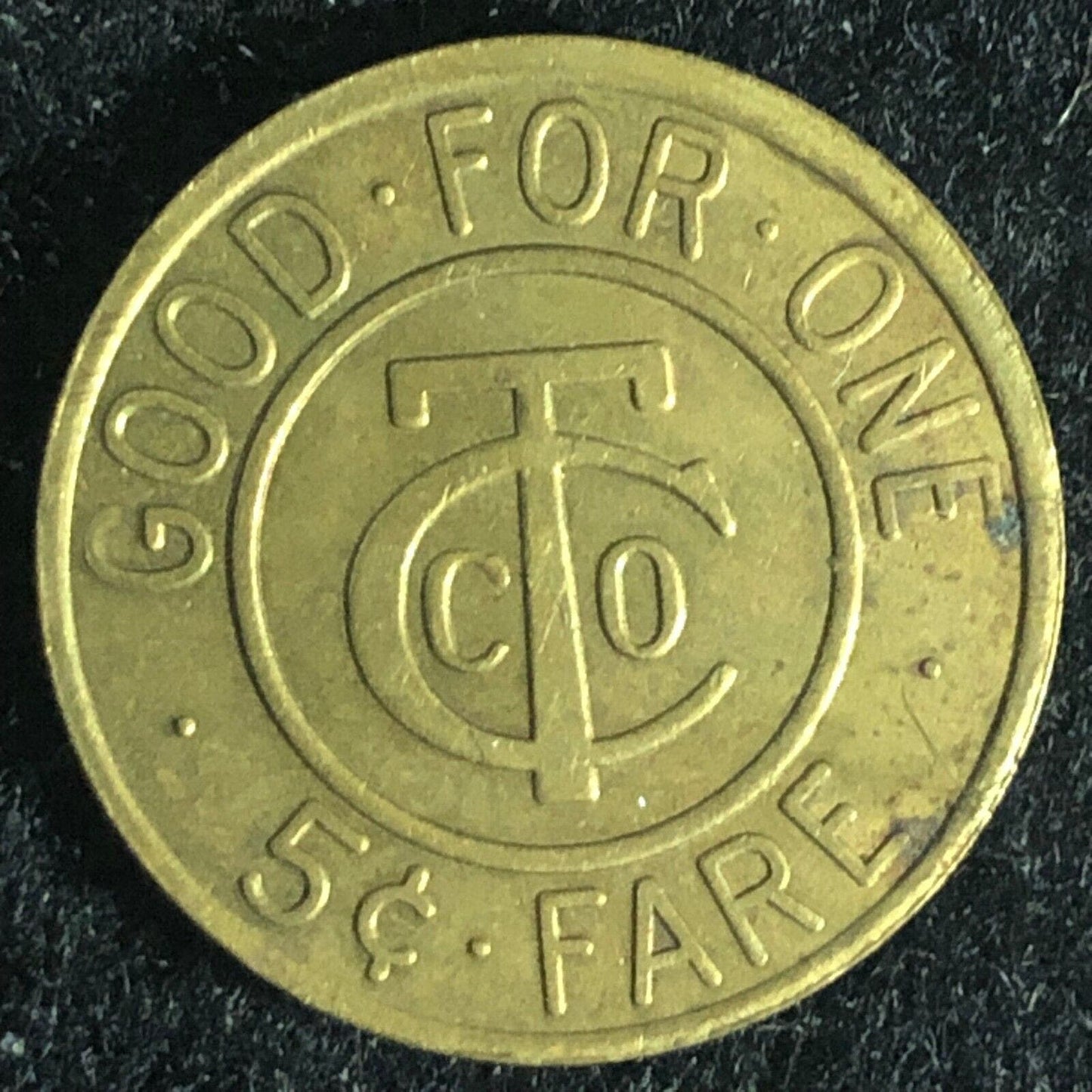 CTCO G/F One 5c Fare (Fairmont, WV) Token 21mm VGC