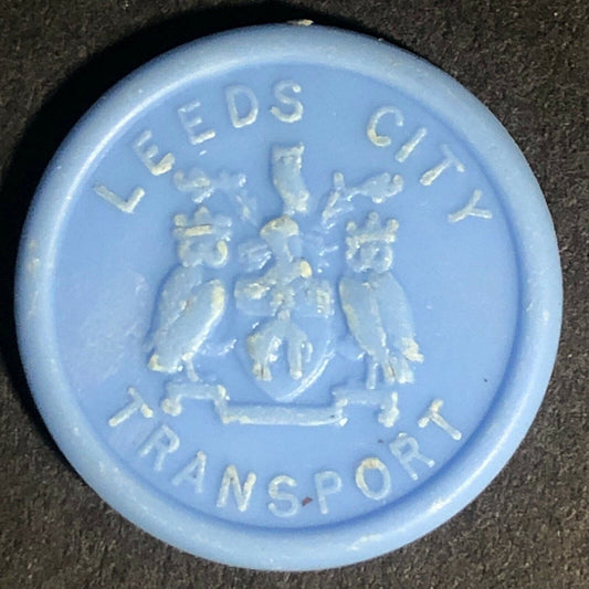 Leeds City Transport England Plastic Transit Token Baby Blue 4D 21mm c50's-60's