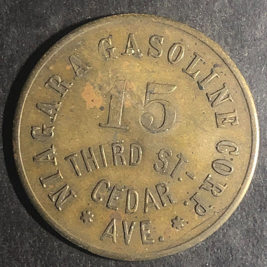 Niagara, NY Niagara Gasoline Corp. 15 Third St. c1929-33 Brass Token 29.5mm