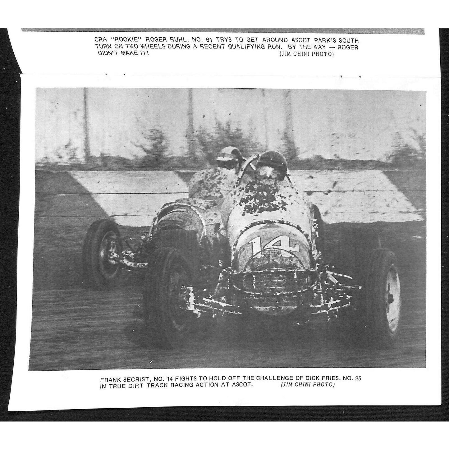 Scarce 9/24 1966 Sprint Car Auto Racing CRA Program Ascot Park Gardena 16pp.