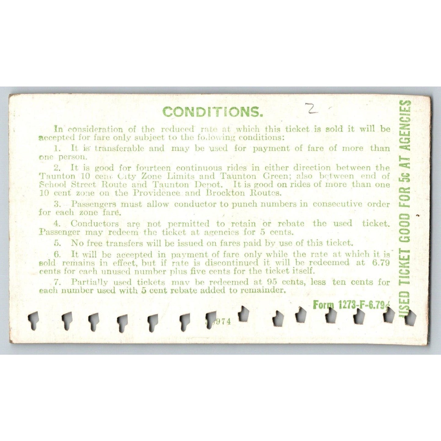 Eastern Massachusetts Street Railway Taunton c1919-33 14 Ride Ticket #474242
