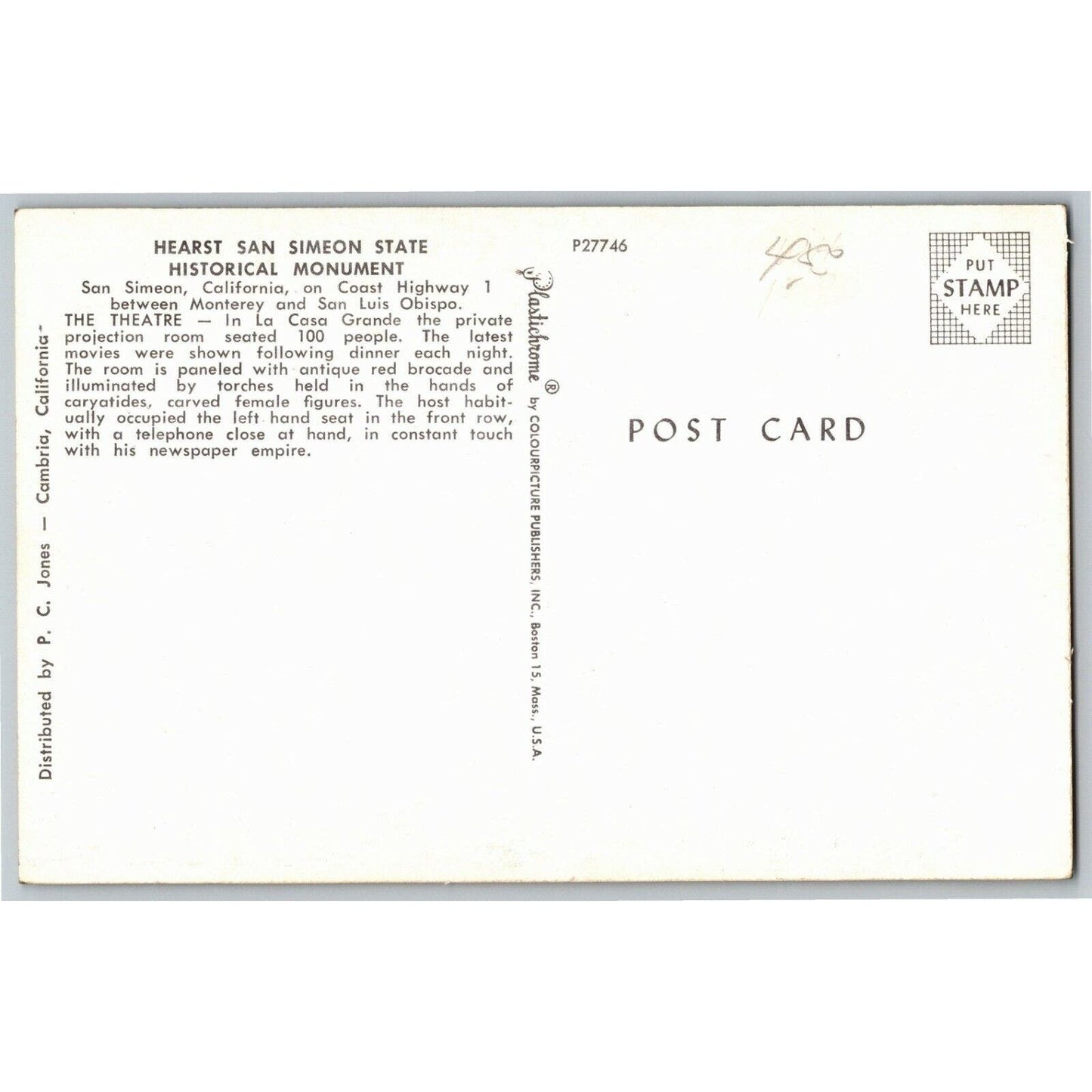 Vintage c1940's-50's Postcard - "Hearst San Simeon State Historical Monument"