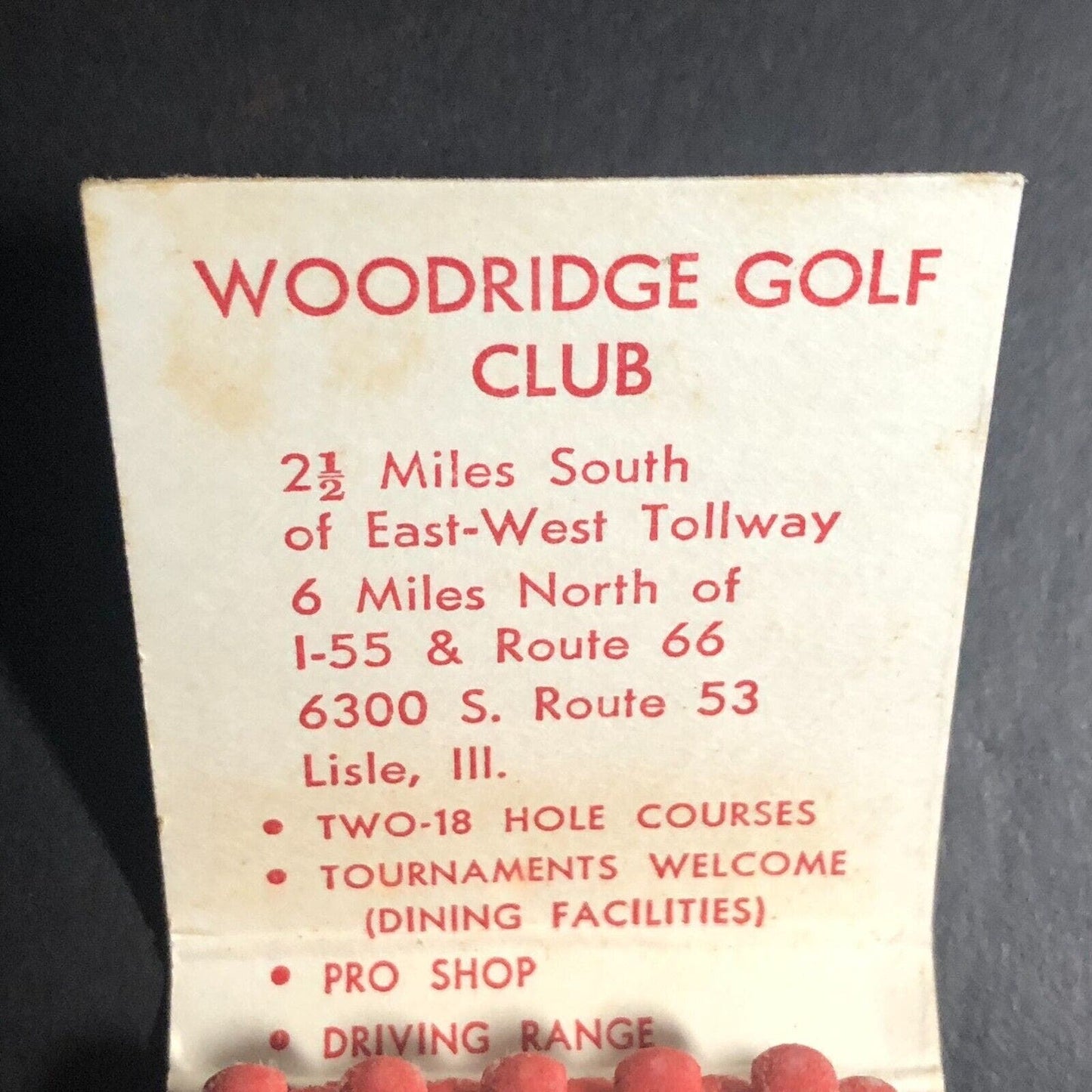 Woodridge Golf Club Lisle, IL Full Matchbook c1968-73