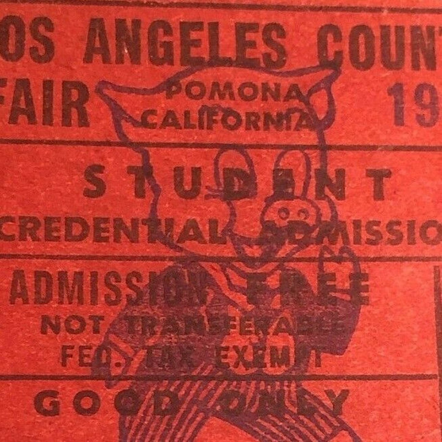 Los Angeles County Fair Pomona 1961 Student Ticket - Porky Pig