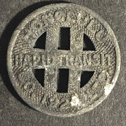 Honolulu Rapid Transit Co. 1924 G/F One Full Fare Zinc Transit Token - 16.48mm