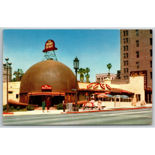 Vintage Postcard Brown Derby Restaurant Los Angeles NP c1960 VGC