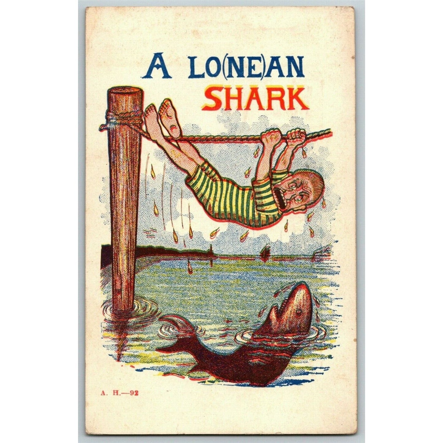 "A Lo(ne)an Shark" (Loan Shark) c1905 Undivided NP Comic Humor Postcard