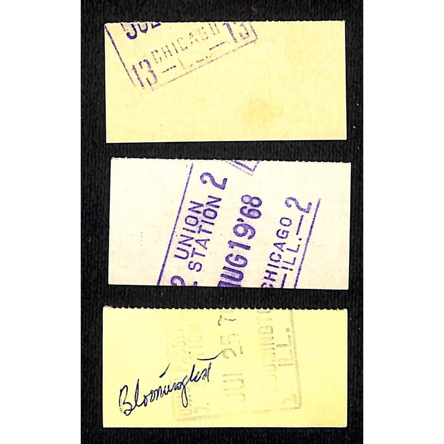 Gulf, Mobile and Ohio Railroad Group of 3 1968-70 Ticket Stubs