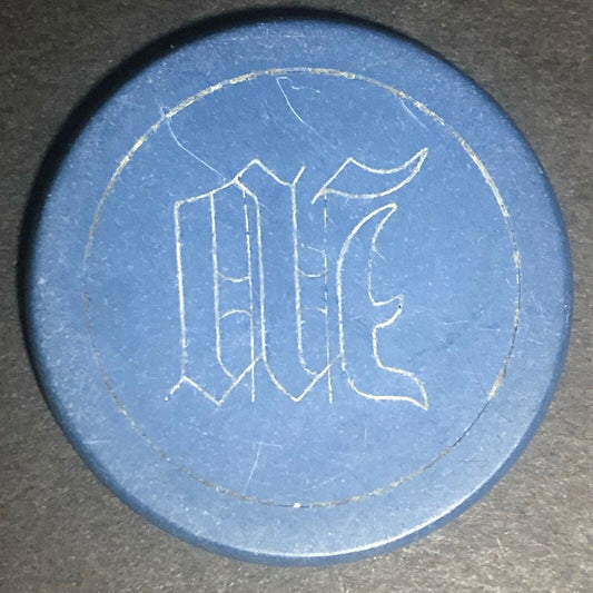 Blue Clay Poker Chip Single Letter "M" or "W" ? Monogram Eisenstadt Collection