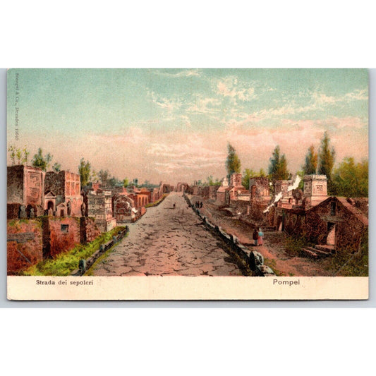 Italian Postcard Pompeii Road of the Sepulchres c1901-1907 NP VGC