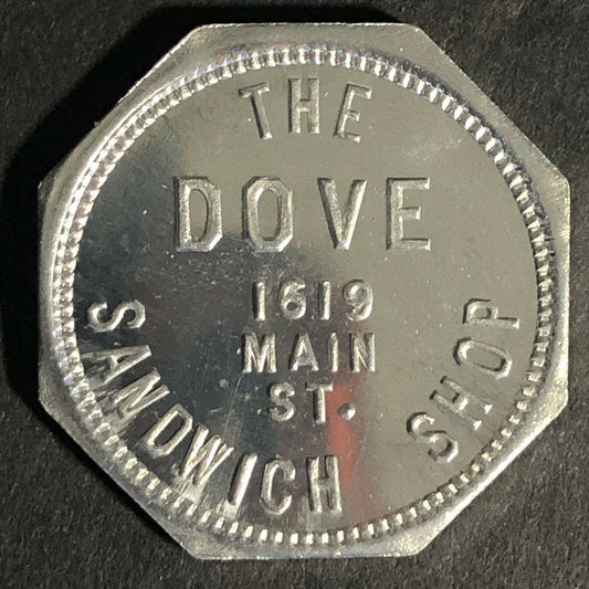 Fort Worth, TX ? Dove Sandwich Shop G/F 5c Alum Token 26.3mm Octagon VGC