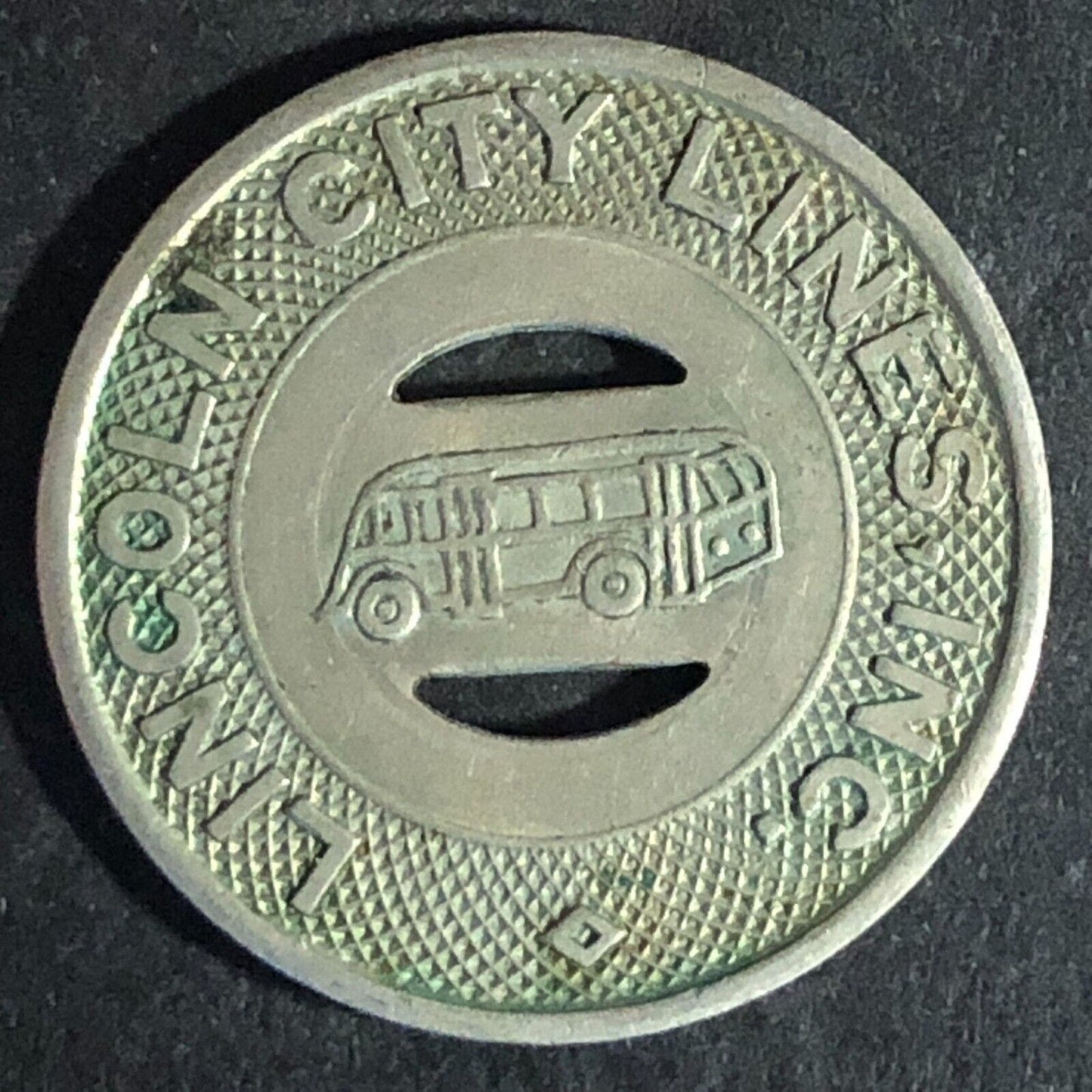 Lincoln City Lines Inc. (Nebraska) WM G/F One Fare Bus Transit Token c1947 23mm