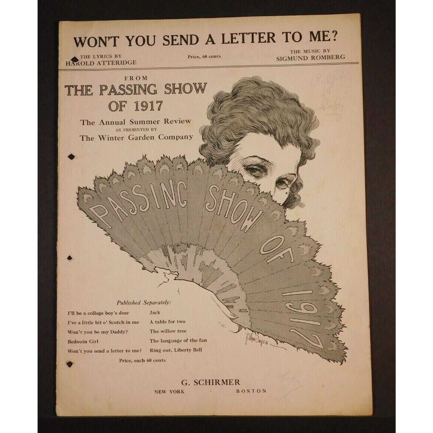 WWI Sheet Music - "Won't You Send A Letter To Me?"